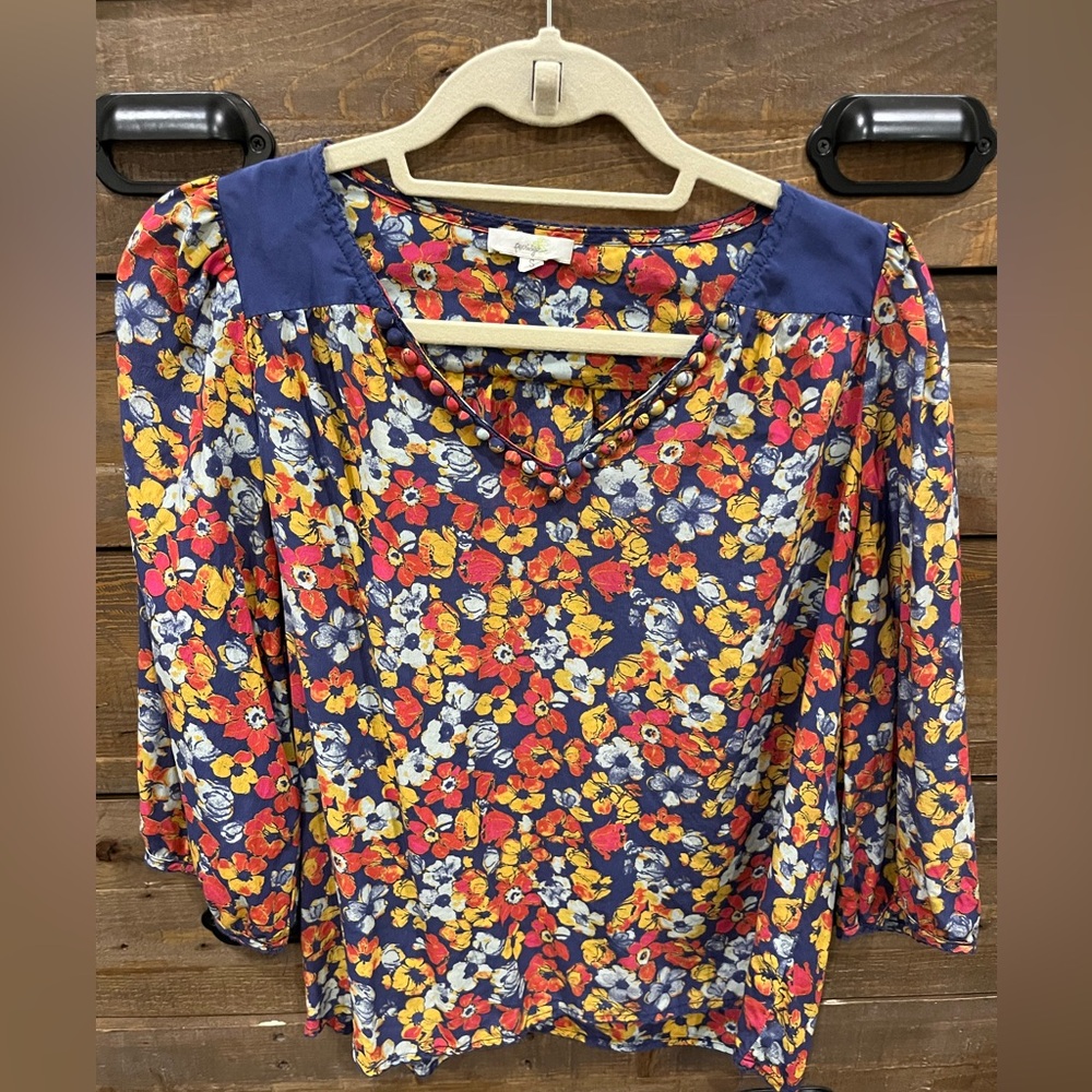 Anthropologie Silk Floral Blouse